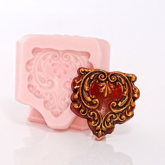 Scroll Work Heart Shaped Silicone Mold Food Safe Fondant Craft Jewelry Mold (753