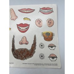 Vintage 1987 Scholastic Glow In The Dark Face Parts Stickers 11″ x 8.5″ Unused