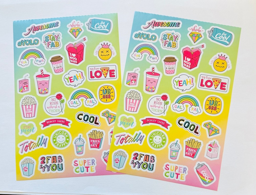 2 Sheets Groovy Girl Power Fun Sayings Stickers Crafts Planner Supply Scrapbook