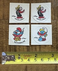 Vintage 1980s RARE Smurf Scratch N Sniff WATERMELON Stickers Lot (4) Collectible