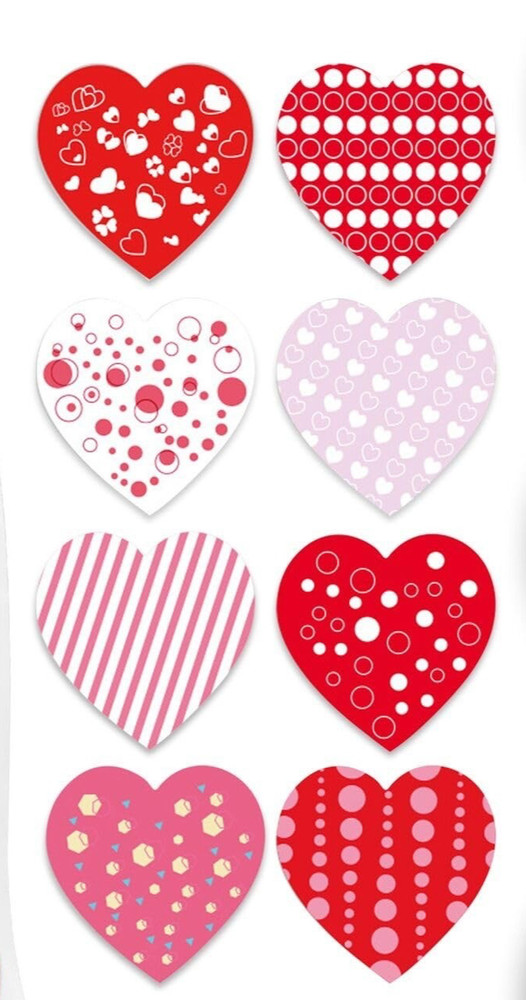 50 ❤️ HEART STICKERS pink red lavender purple design LOVE Valentines Day wedding