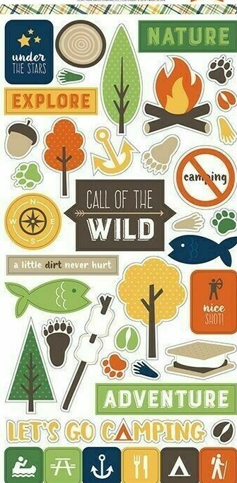 Summer Camp Nature Camping S’mores Campfire Explore Echo Park Cardstock Stickers