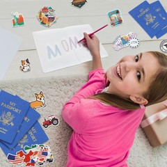 30 Pcs Fake Passport Book for with 300 Non-Repeating Stickers (Including 6 Th…