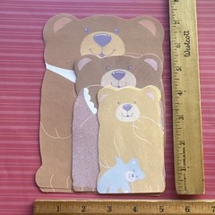 Vintage 1989 Three Teddy Bears Diecut Note Stationery Paper – 6 Sheets Total Lot