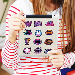 10/30/50PCS Kawaii Neon Lamp Sticky PVC Sticker Phone Aesthetic DIY Decoration S