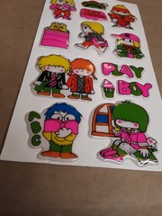 Vintage 80’s Puffy Sticker Boy Girl Hippies Playing Tennis «Play Boy»