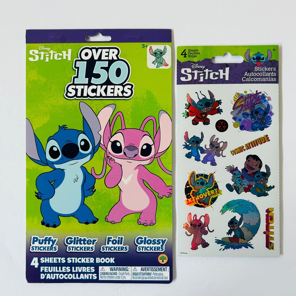 STITCH DISNEY STICKER Lot 2 pack over 150 pcs 8 sheets – NEW!