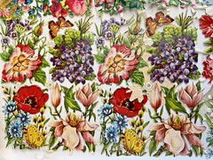 VTG VICTORIAN SCRAP PZB WILD FLOWERS MIXED FLORALS DIECUTS GERMANY