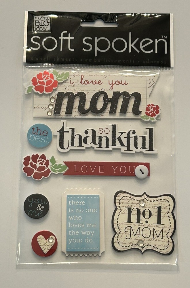New Soft Spoken I LOVE YOU MOM Dimensional Sticker Pack
