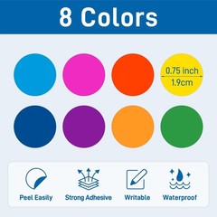 4000 Pcs 3/4 Inch Colored Dot Stickers for Toddlers, 8 Rolls Round Color Codi…