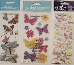 Lot Of 10 JOLEE’S BOUTIQUE K&Co Sticko Scrapbooking Stickers BUTTERFLIES