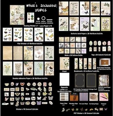 251PCS Vintage Scrapbook Supplies Pack, Scrapbooking Paper and Stickers Ephemera