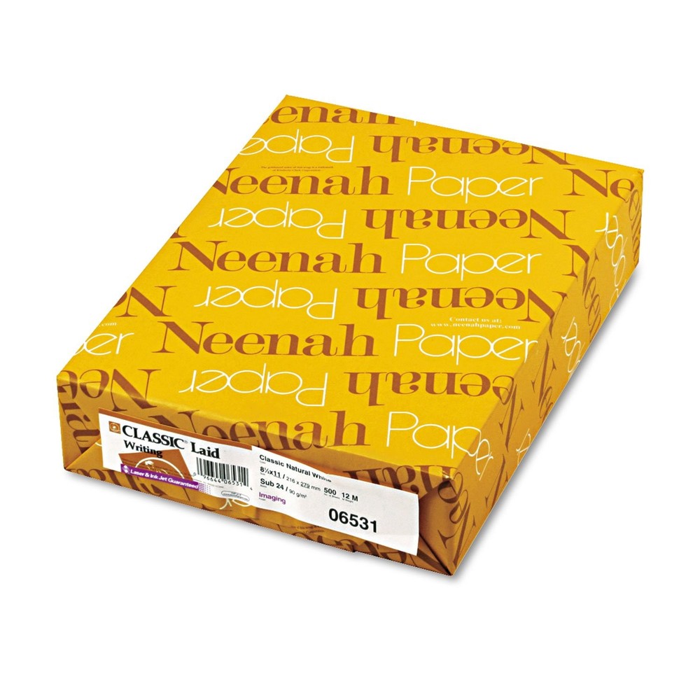 Neenah Paper 06531 CLASSIC Laid Writing Paper, 24lb, 8 1/2 x 11, Natural White,