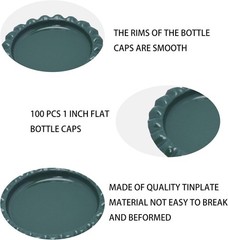 100 PCS Flattened Chrome Bottle Caps – Chrome Dark Green, 1 Inch Smooth DIY C…