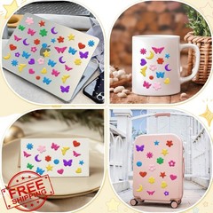 Auteard 700pc Glitter Foam Stickers Butterfly Flower Moon