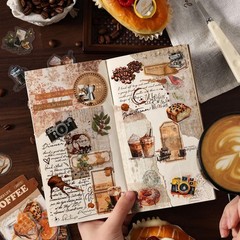 40Pcs Coffee Bread Lace PET Stickers Junk Journal Card Decals Scrapbook Crafts