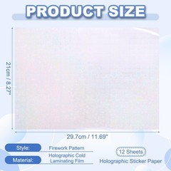 12x8in Holographic Laminate Sheets 12Pcs Sticker Paper Five-pointed Star Pattern