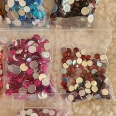 MULTI-COLORED RHINESTONES, FACETED ACRYLIC FLATBACK ROUND, Set Of 11 Packages