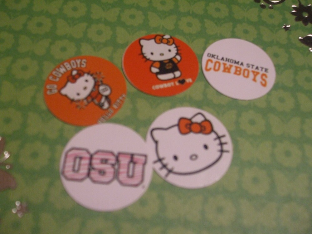 Pre Cut One Inch OSU OKLAHOMA STATE HELLO KITTY! Free Shipping in US