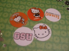 Pre Cut One Inch OSU OKLAHOMA STATE HELLO KITTY! Free Shipping in US