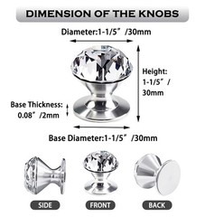 4 Pcs Crystal Self Stick Knobs Aluminum Self Adhesive Handle Pull Stick On Ha…