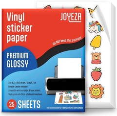 Printable Vinyl Sticker Paper for Inkjet Printer – 25 Sheets Glossy White Wat…