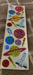 Hambly Prismatic Stickers Space Astronaut Glitter Earth Saturn Planets 1 Sheet