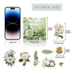Flower Sticker Material Junk Journal Green V1M33442