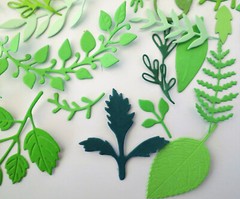 50 Assorted Green Foliage and Leaf Die Cut and Paper Punch Embellishments