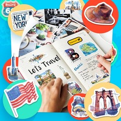 HomSeon 200PCS US State Travel Stickers for Scrapbook Journal, USA Colorful