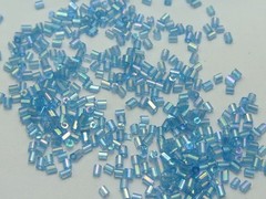 5000 Glass Tube Bugle Beads 2X2mm Transparent AB Sky Blue + Storage Box