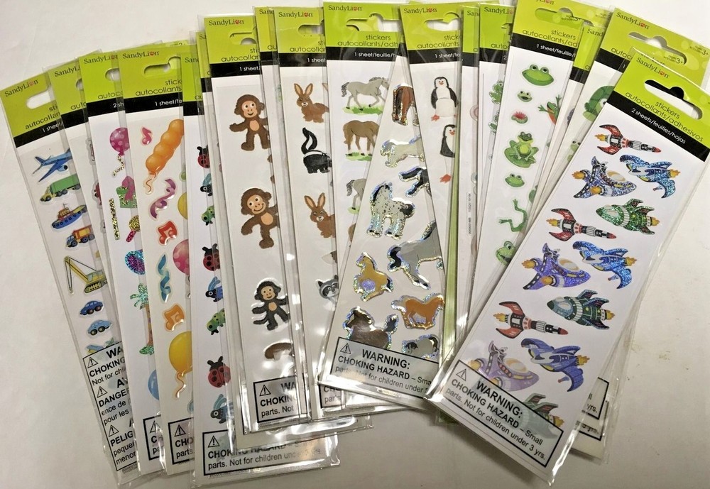 Lot of 2 SandyLion Fun Stickers Total Small Stickers Shiny Sheets sold separate