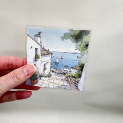 Seaside Beach Village Flake Stickers Travel Vacation Junk Journals Collage