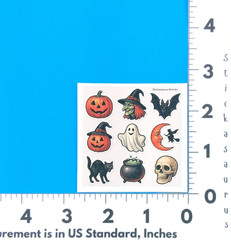 Vintage Style Mixed Halloween Mini Sticker Sheet Moon Witch Skull Brew Cat