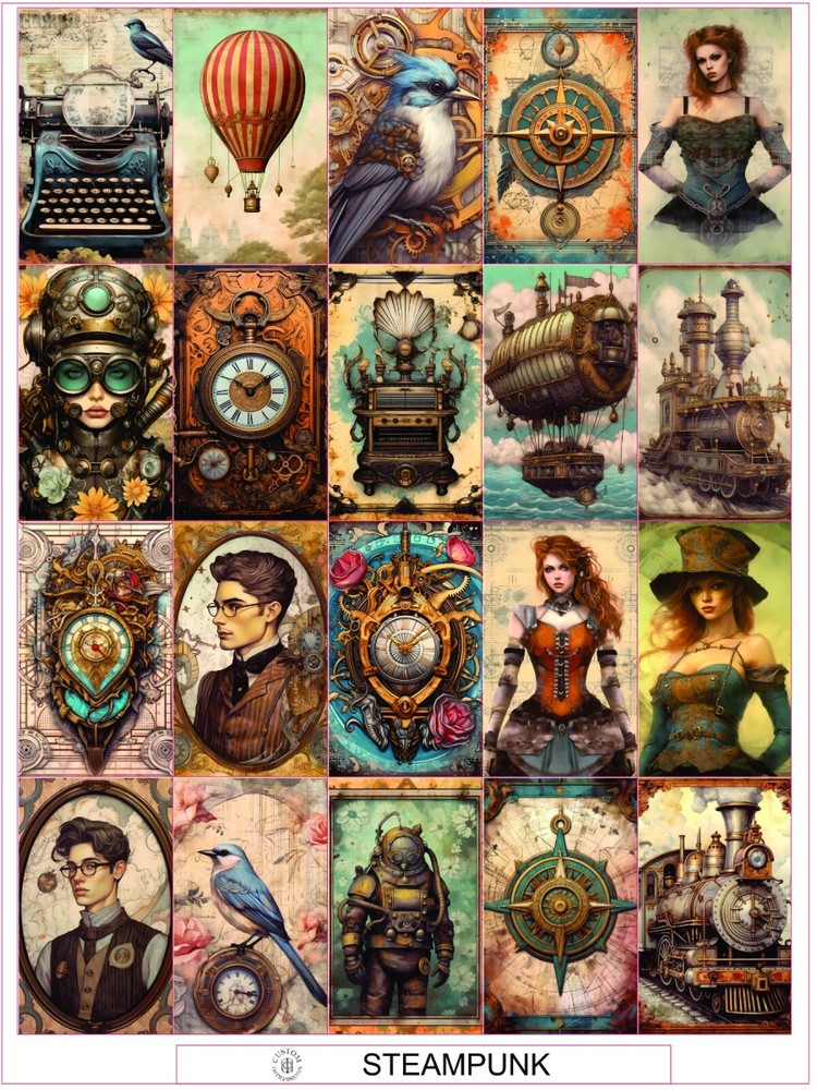 STEAMPUNK – COMPLETE SHEET OF 25 STICKERS