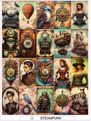 STEAMPUNK – COMPLETE SHEET OF 25 STICKERS
