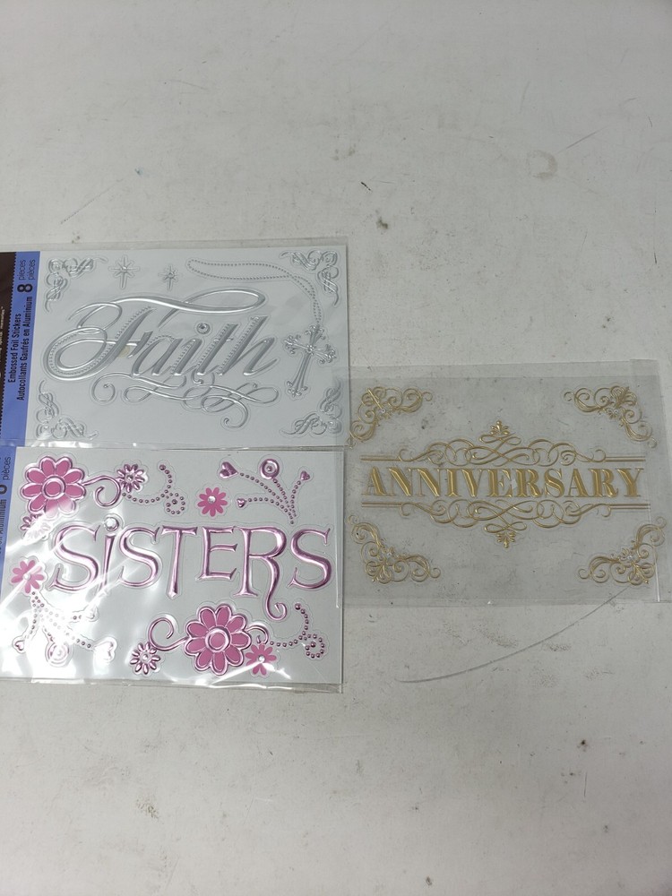 LOT of Recollections Celebratory Embossed Foil Stickers Anniversary/Faith/Sister