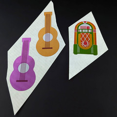 Vintage Hambly Mylar Stickers Guitars Jukebox Music Theme