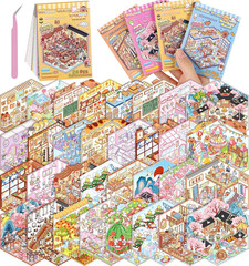 32 Sets Pocket DIY 3D Sticker Scene for Kids, Fun DIY Sticker Scene Make Your Ow