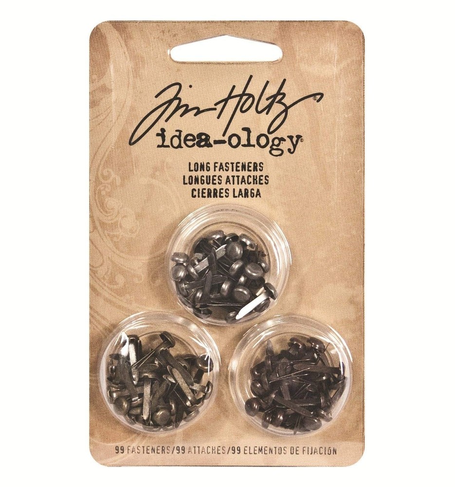 Tim Holtz Vintage Metal Long Brads 99 Pack Antique Gold Nickel Copper Crafting