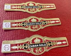 3pc 1920s Cuban Gold Cigar Bands – MINT New Old Stock – Unused Gold Gilt Set
