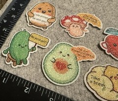 Lot of 9 Assorted Inspirational Food Sparkle Sparkly Stickers