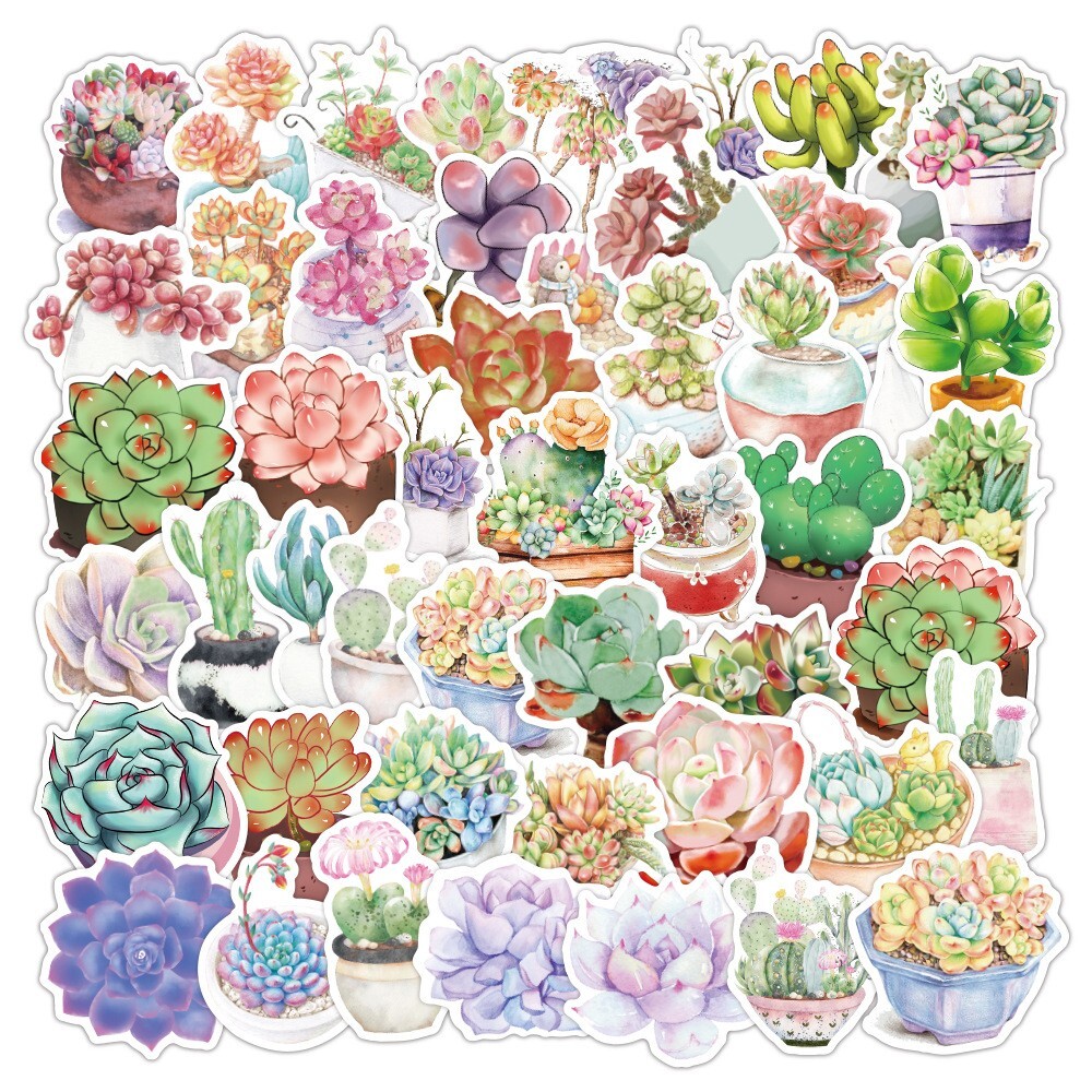 50pcs Succulent Stickers, Plants leaf flower Cactus Houseplant Stickers, 227