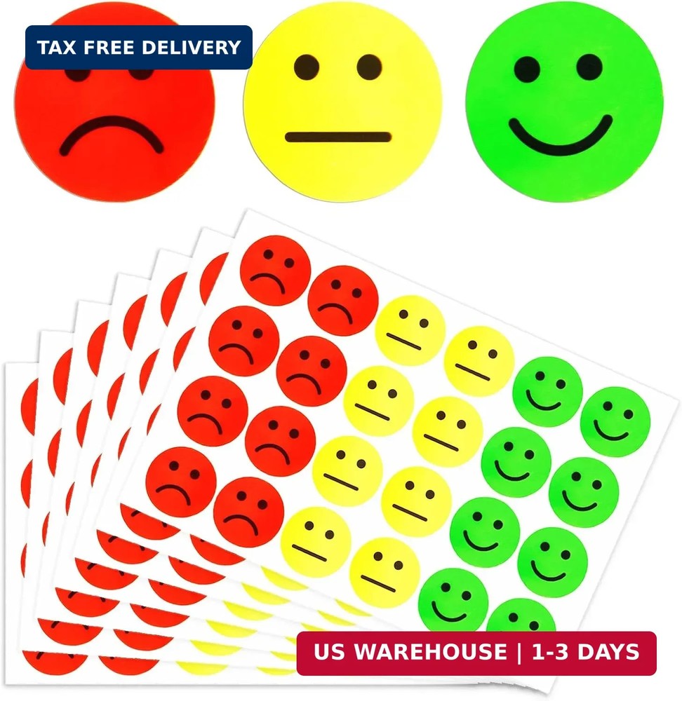 1800 PCS Happy & Sad Smile Face Stickers – 1 Inch Happy Face & Emotion Stickers