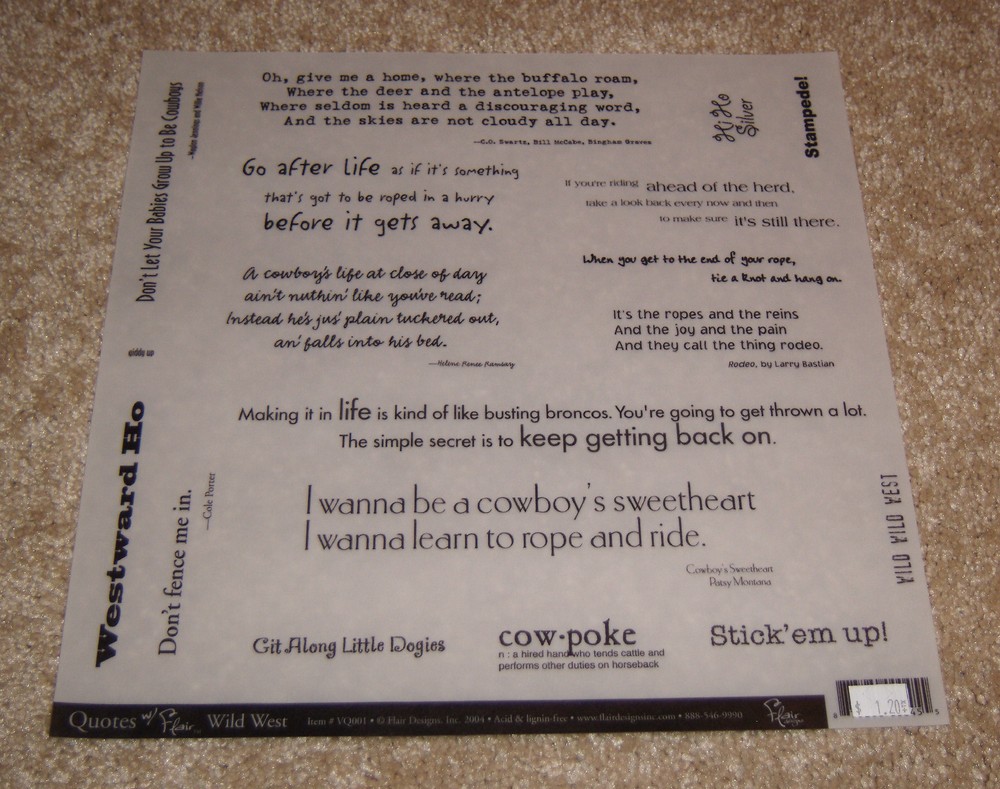 Flair Design Wild West Vellum Quotes ~ 12×12 Sheet