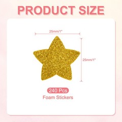 Star Foam Stickers 1″x1″, 240Pcs EVA Shapes Glitter Gold for Scrapbooking