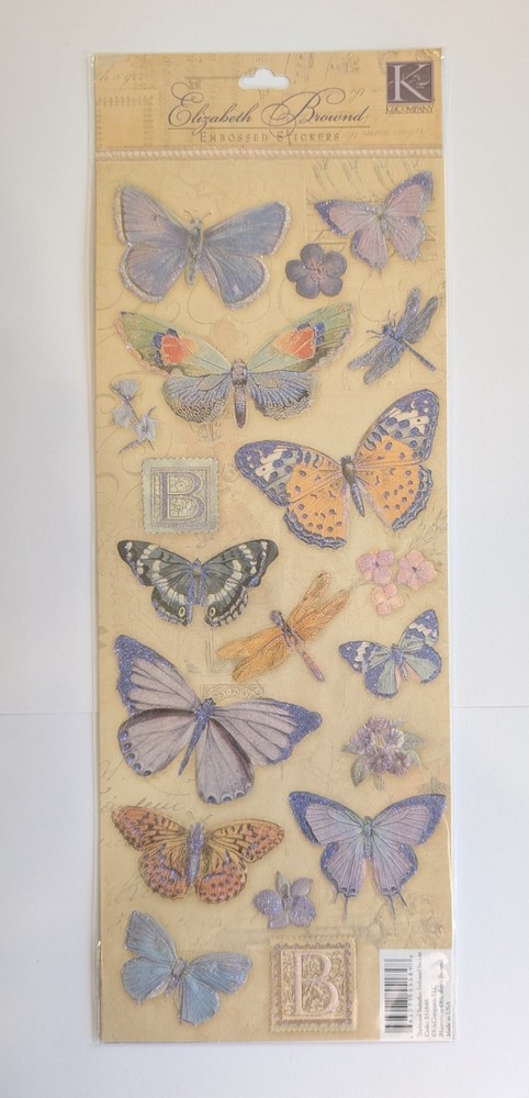 Elizabeth Brownd Traditional Butterflies Embossed Scrapbook Stickers K&Company