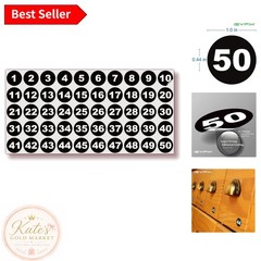 Waterproof Black Number Stickers 1-50 – 1-Inch Vinyl for Organizing & Labeling