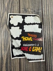 VTG HALLOWEEN STICKER 2 Stickers BLACK ORANGE SCARY HORROR Partial Sheet