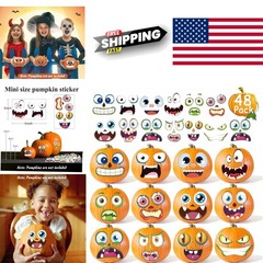 Self Adhesive Pumpkin Decorating Stickers 48 Count Waterproof Fun for Halloween